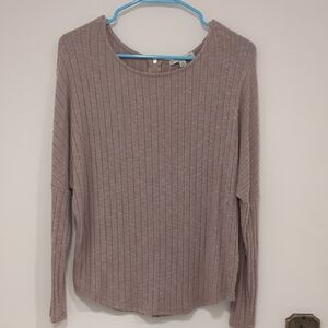 Green Envelope Ribbed Long Sleeve Top - Light Purple